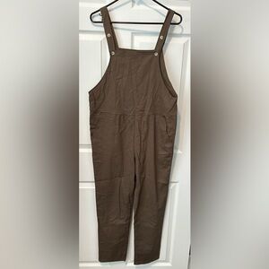 Tickled Teal Brown Overall Jumpsuit NWOT